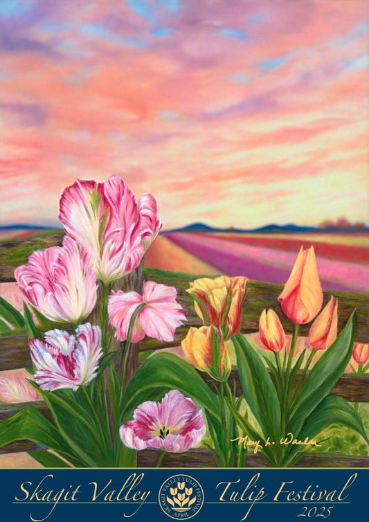 2025 Official Tulip Festival Poster featuring Mary Warden artwork